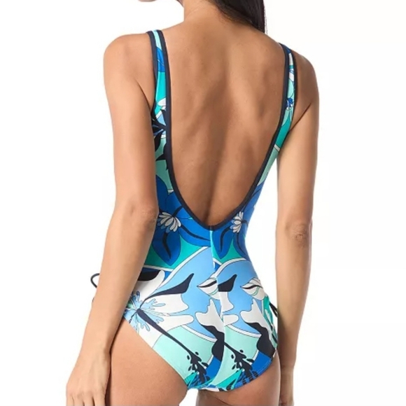 Coco Reef Blue and Green Artistic One Piece Swimsuit, SIZE 14, 38C - Picture 2 of 7